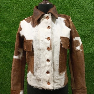Nueva Chaqueta de Cuero con Pelo, Chaqueta de Cuero Vacuno Hecha a Mano de Primera Calidad, Piel de Vaca Transpirable, Pelo Natural, Estampado de Vaca, Chaqueta de Invierno - Product Image 3