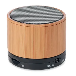 Round Wireless <b>Speaker</b> Sustainable Bamboo <b>USB</b> Promotional Gadgets - Product Image 6