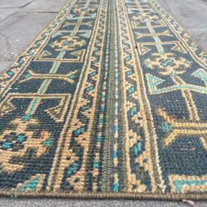 Alfombra Vintage Estilo Runner de 1.5x5.3 pies (45x161 cm), Alfombra de Lana con Estampado Animal Azul Turco - Product Image 5