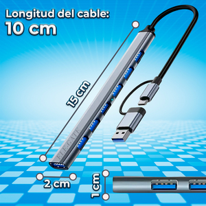 Hub Multiporta 7-in-1 Versatile con Ingresso USB-C e Adattatore USB 3.0, Connessioni ad Alta Velocità e Splitter Hub Integrato - Product Image 3