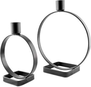 Ensemble de deux bougeoirs modernes en fer noir mat en métal pour Noël - Product Image 4