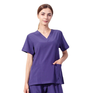 Tenues médicales pour femmes tendance, ensembles de blouses médicales à manches courtes extensibles, uniformes en toile, lavables, tissu doux, hôpital, infirmière, vente en gros - Product Image 2