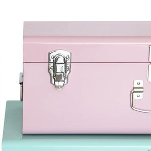 กล่องเก็บของโลหะสีชมพูและสีฟ้าอ่อน พร้อมอุปกรณ์ล็อคสีเงิน - Product Image 2