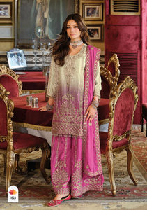 Kurta Recta con Cuello Redondo y Bordados con Motivos Étnicos de Diseñador, con Sharara y Dupatta - Product Image 3