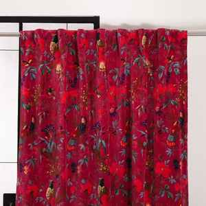 À la main Rose Pêche Oiseau Imprimer Velours Coton Vintage Rideaux Blackout Fenêtre Suspendus pour La Maison Chambre Décor Usine À Faible Coût - Product Image 6