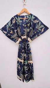 Caftan en coton indien fait à la main Robe longue au sol design floral de haute qualité pour les mamans Vêtements de nuit de plage Impression numérique - Product Image 5