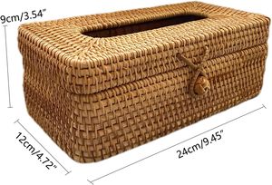 Natural 9.5-Inch Woven <b>Rattan</b> <b>Tissue</b> <b>Box</b> <b>Cover</b> with Lid Boho Napkin Holder for Bathroom Bedroom Living Room Home Organizer Decor - Product Image 6