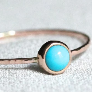 Anillo de piedras preciosas turquesas chapado en oro y plata de ley hecho a mano, conjunto de bisel de 8MM de forma redonda, conjunto de joyería de moda para regalo de bodas - Product Image 1