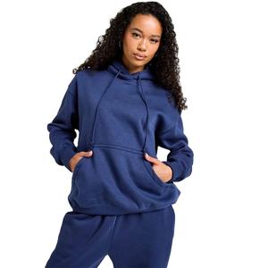 Stylish Winter 100% Cotton Fleece Oversized Tracksuit for <b>Women</b> Pullover <b>Hoodie</b> Set Casual Streetwear <b>Navy</b> Blue - Product Image 2