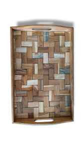 Plateau de service artisanal en bois Art Déco avec travail Meena, forme personnalisée pour la maison, la cuisine, la table à manger, utilitaire décoratif - Product Image 3