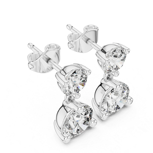 Pendientes de Fiesta para Mujer en Oro Rosa de 14K con Diamantes Redondos Cultivados en Laboratorio, Regalo de Aniversario Nupcial Certificado de Lujo, Elegante - Product Image 3