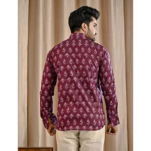 Chemise décontractée pour homme en coton 100% à imprimé floral violet, manches longues, tissu popeline, tailles XL à 6XL - Product Image 6