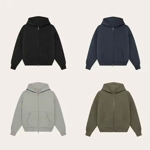 Sudaderas con capucha de algodón pesado con cremallera bidireccional y hombros caídos para hombres y mujeres, ideales para uso diario e informal - Product Image 3