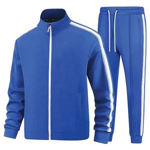 100% coton hommes survêtements ensemble à manches longues décontracté pleine fermeture éclair course sport survêtement léger coupe-vent 2 pièces Pakistan - Product Image 3