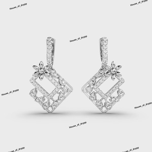 ต่างหูเงินแท้ 925 ประดับเพชรโมอิสซาไนต์ทรงหยดน้ำ ดีไซน์หรูหรา ประดับใบไม้ ดูสง่างาม - Product Image 4