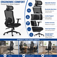 Chaise de bureau ergonomique en maille à dossier haut, pivotante, avec appui-tête réglable et soutien lombaire – Fournisseur d'usine