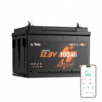 LiTime 12V 100Ah H168 Baterai LiFePO4 Profil Rendah Deep Cycle Group47 DIN H5 dengan Bluetooth IP65 untuk Sistem Daya RV Motorhome