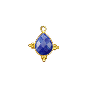 Conectores de Joyería Hechos a Mano con Dijes de Rubí Teñido en Forma de Pera con Bisel Elegante, Chapados en Oro sobre Plata de Ley - Product Image 2