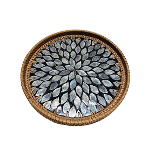 Disponible Belle Conception Artisanat Rotin Vadrouille Plateau De Service Perle De Bois pour Ramadan Eid Festival Top Tendance du Vietnam - Product Image 1