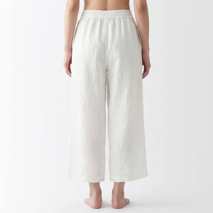 Pantalon large 7/8 avec taille élastique et cordon de serrage 100% lin - Product Image 2