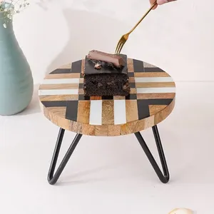 Mehak Imepx, estilo bohemio de lujo, soporte de pastel de resina de madera contemporáneo de alta calidad, hermosa herramienta de decoración de fiesta para pastel - Product Image 3
