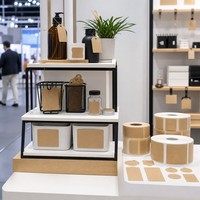 Étiquettes personnalisées en papier kraft en rouleaux, autocollants adhésifs pour présentoirs d'exposition et stands de salon