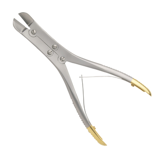 Side <b>Cutter</b> Manual Stainless <b>Steel</b> Compound Action Angled Tungsten Carbide Jaw Gold Handles for Kirschner Wire 1.6mm 180mm Long - Product Image 1
