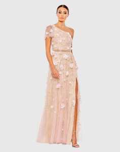 Floral elegante antiestático transpirable hasta el suelo vestido de noche de talla grande ropa formal fuera del hombro escote sin mangas recto - Product Image 1