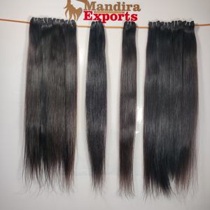 Extensions de cheveux indiens vierges noirs 100% naturels non traités, cheveux lisses bon marché, cuticules alignées, cheveux de temple de haute qualité, cheveux bruts - Product Image 4