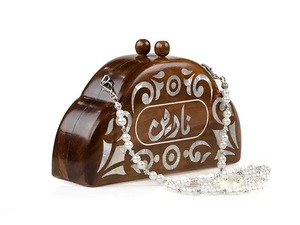 Cadeau de mariage islamique exclusif, pochette de luxe personnalisée pour femme, incrustation de nacre, impression jacquard, broderie à la main détaillée - Product Image 4