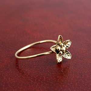 Boho Flower Brass <b>Ring</b> Gold Plated Natural Bedded <b>Open</b> Wholesale <b>Ring</b> - Product Image 6