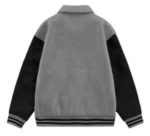 Chaqueta universitaria en blanco con logotipo personalizado de alta calidad, chaqueta universitaria de béisbol con bolsillo frontal de Letterman de lana para hombre - Product Image 6