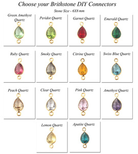 Charming 6x8 mm <b>Peridot</b> Quartz Pear Shape Connector Bezel Setting Brass Gold Plated Diy Double Bail Making <b>Bracelet</b> Connectors - Product Image 2