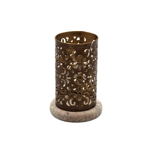 Handmade Unique Decorative Gold Aluminum Candle <b>Pillar</b> Holder Tabletop <b>Lighting</b> Decor for Home Christmas for Metal Candle - Product Image 3