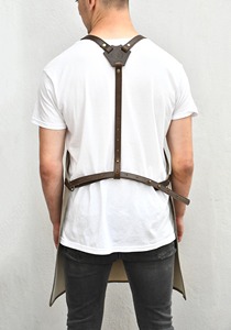 Vintage Style <b>Waxed</b> <b>Canvas</b> Apron with Leather Pockets Multiple Pockets Perfect for Professional & Home Use AAA-0027C - Product Image 4