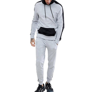 Conjunto de ropa deportiva informal para hombre al por mayor, Sudadera con capucha y pantalones para correr de dos piezas con logotipo personalizado, diseño de patrón sólido de peso pesado - Product Image 1