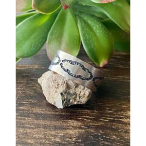 Handmade Ethnic <b>Statement</b> <b>Ring</b> Navajo-Made Sterling <b>Silver</b> Band Geometric Pattern Featuring Natural Size 14.25 for Everyday Wear - Product Image 4