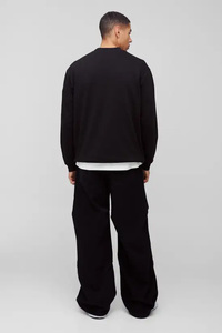 Sweat à capuche d'hiver pour homme surdimensionné, noir et blanc, personnalisé, brodé, imprimé, uni, teint, respirant, de qualité lourde, polyester/coton - Product Image 2