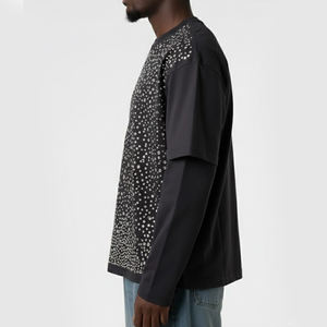 T-shirt pour homme en coton doux 100% avec strass, coupe ample, durable, service OEM anti-rides - Product Image 3