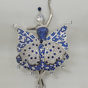 เครื่องประดับเพชรโมอิสยอดนิยม925เงินสเตอร์ลิงจี้เพชรสีฟ้าสำหรับหญิงสาวเต้นรำสีขาวจี้เพชรแบบกำหนดเอง - Product Image 4