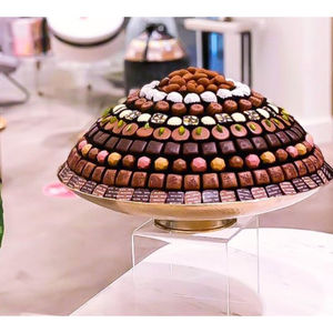 Bol à chocolat décoratif pour table de mariage Porte-bonbons Bol en métal argenté de qualité supérieure avec support en bois Bol pour traiteur de mariage - Product Image 6