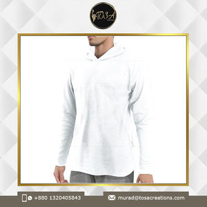 Premium Quality Customized Men's Gym Sport Hoodie White Cotton Polyester Streetwear Casual Heavyweight for Winter - Product Image 3