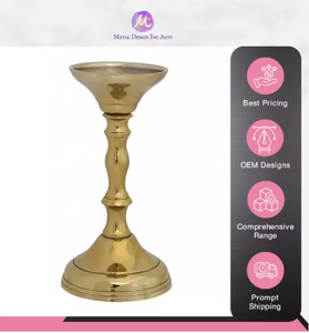 เชิงเทียนแบบเสาทองเหลืองสีทองที่สวยงามทันสมัยสำหรับตกแต่งบ้านออกแบบโดยผู้ผลิตอินเดียที่มีทักษะ - Product Image 2