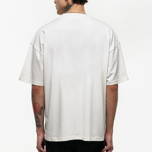 Customised T-shirt Men's 100% Cotton Heavyweight <b>Tshirt</b> Streetwear Oversize Drop Shoulder Rib Crewneck Blank <b>Tshirt</b> for Men - Product Image 5