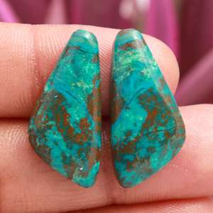 Pendientes de Cristal de Crisocola Verde Natural DHORGEMS para Mujer, Pendientes de Cabujón, Joyería Hecha a Mano - Product Image 2