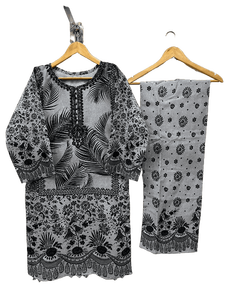 Top elegante damas de talla grande Khadi Net Kurta Trouser Collection Traje indio y pakistaní de 2 piezas bordado listo para usar - Product Image 6