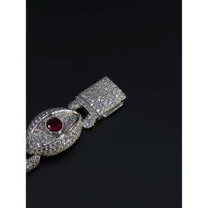 SHREYA DIAM Luxury 925 Sterling Silver Rose Gold Plated Hip Hop Jewelry VVS1 Moissanite Iced Link <b>Bracelet</b> <b>Ruby</b> 16mm Wide Unisex - Product Image 3