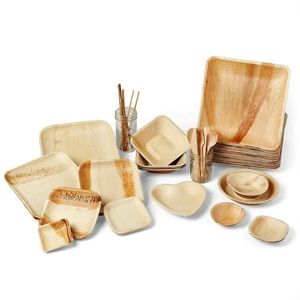 Plaques carrées naturelles en fibre végétale et feuilles de palmier compostables durables, biodégradables, jetables, conception moderne unique, respectueuse de l'environnement - Product Image 6