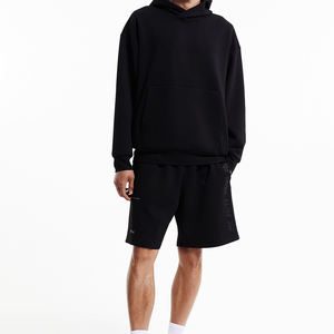 Heavyweight <b>Men's</b> for Puff Print <b>Hoodie</b> in <b>Black</b> Pure Cotton Material Digital Printing <b>Plain</b> Dyed Techniques Rhinestones for - Product Image 5