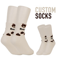 Chaussettes Jacquard Bear Crew pour jeunes en coton blanc à la cheville avec manchette inférieure à ressort Logo Position Chaussettes de sport tricotées